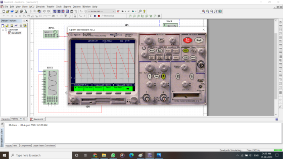Sawtooth - Multisim - Sawtooth *] File Edit View Place MCU Simulate Transfer Tools Reports Options Window Help G --- In-Use L