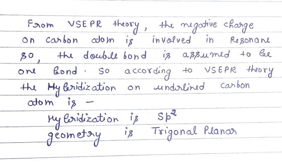 atom is 2 one so From VSE PR theory, the negative charge on carbon involved in Resonane so the double bond is assumed to be b