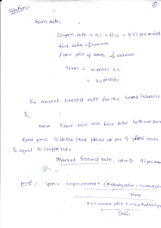 Solution Given data, Coupon rate 47. x 6/ 12 = 4-S per period face vahe oco0o sua pice of bands locoooD texm to yeass 2 20 pe