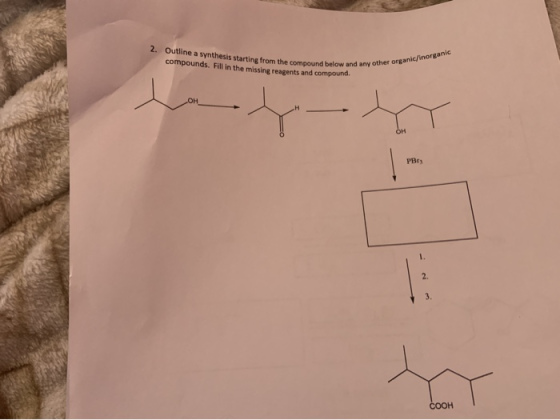2. Outline a synthesis starting from the compound compounds. Fill in the missing reagents and compound sis starting from the