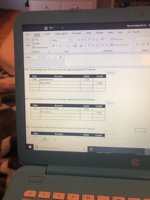 Byme Problem (1) - Search File View Help Page Layout Home insert Formulas 11 A A Data Review = = = G Xcut Calibri 2 Wrap Test