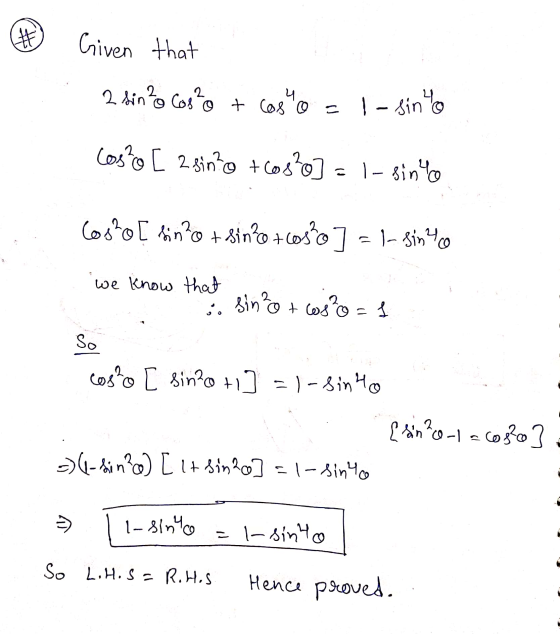 # Given that 2 din?o coso + caso = 1 - sinho costo [ 2 sin? + cos²0] = 1 - sinto Cos?o[ tin?o + din?o coso ] = 1- sinko we kn
