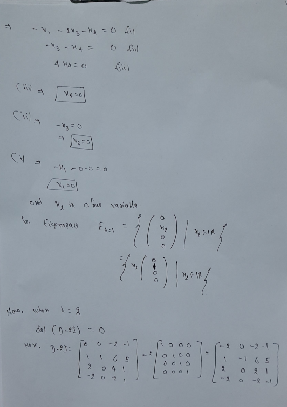T - - 22 - MA=0 fil - 13 - na - 4 MA=0 (*) masol - ₂ = 0 20 -H, -0-0 =0 1,20 aand ng is a free variable. Fiepriau Ex=1 M2 GIR
