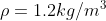 \rho= 1.2 kg/m^3