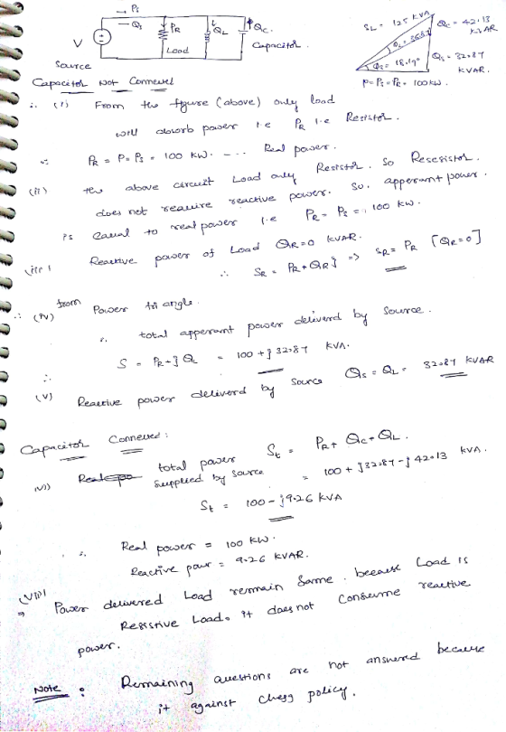 FR ac ac 42.13 Lood uTce PP-fero above orb pee e Resto te above CrLoad a doe net seaire seaciue p.pperan ใช้ .. CPV) Soarce tot eaetive power exiverd total paor Re power = 100 kW . Load s Reessnve Lad。?t daag not Ovoer 9 are not answmd Joie <mainin