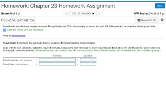 Save Homework: Chapter 23 Homework Assignment Score: 0 of 1 pt P23-27A (similar to) 1 of 1 (0 complete) HW Score: 0%, 0 of 1