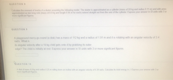 QUESTION 8 Calculate the moment of inertia of a skater assuming the following model. The skater is approximated as a cylinder
