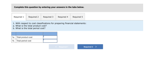 Complete this question by entering your answers in the tabs below. Required 1 Required 2 Required 3 Required 4 Required 5 1.