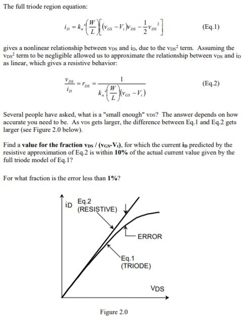 The full triode region equation: (Eq.1) gives a nonlinear relationship between Vps and in, due to the vps2 term. Assuming the