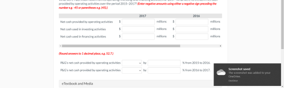 provided by operating activities over the period 2015-2017? (Enter negative amounts using either a negative sign preceding th