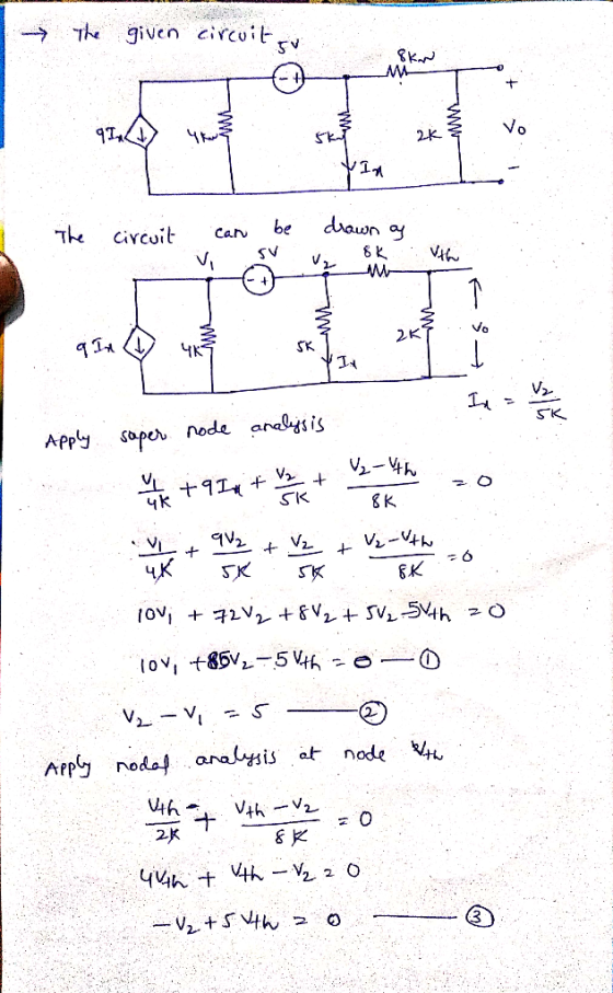 → The given circuits Tk.J 0 Th circuit Ca e diown 2K SK SK. SIK BK noda nalsis at node 2