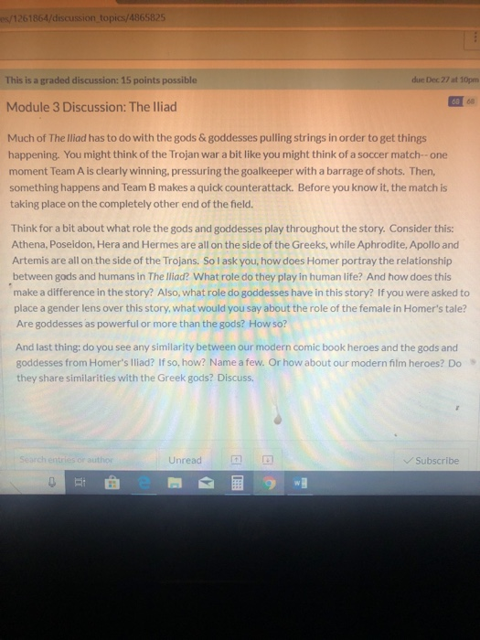 s/1261864/discussion topics/4865825 This is a graded discussion: 15 points possible due Dec 27 at 10pm Module 3 Discussion: T