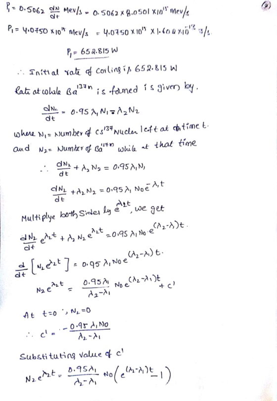 65.815 W 134 n that time d t dt d t N2 e Substitutinq Value c