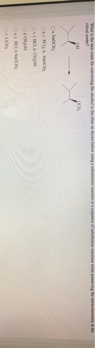 What is the best route for converting the alcohol to the ether as shown below using a substitution reaction or a sequence of
