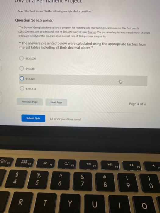 AV UI d Perallell Project Select the best answer to the following multiple choice question Question 16 (6.5 points) The Sta