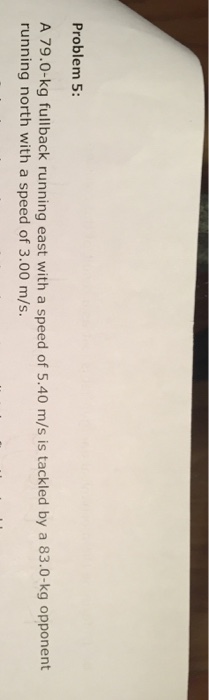 Problem 5: A 79.0-kg fullback running east with a