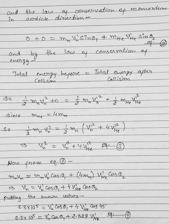 of momentum and the law of conservation in verticle direction. 0 + 0 = mnhsino, & mie vite sino eq and the law of conservatio