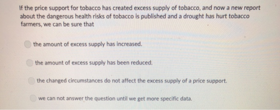 If the price support for tobacco has created excess supply of tobacco, and now a new report about the dangerous health risks