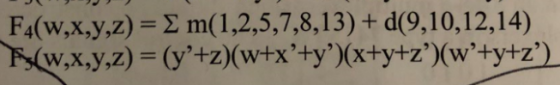 FdW,x,y,z) = ? md 1,2,5,7,8, 13) + d(9,10, 12, 14)