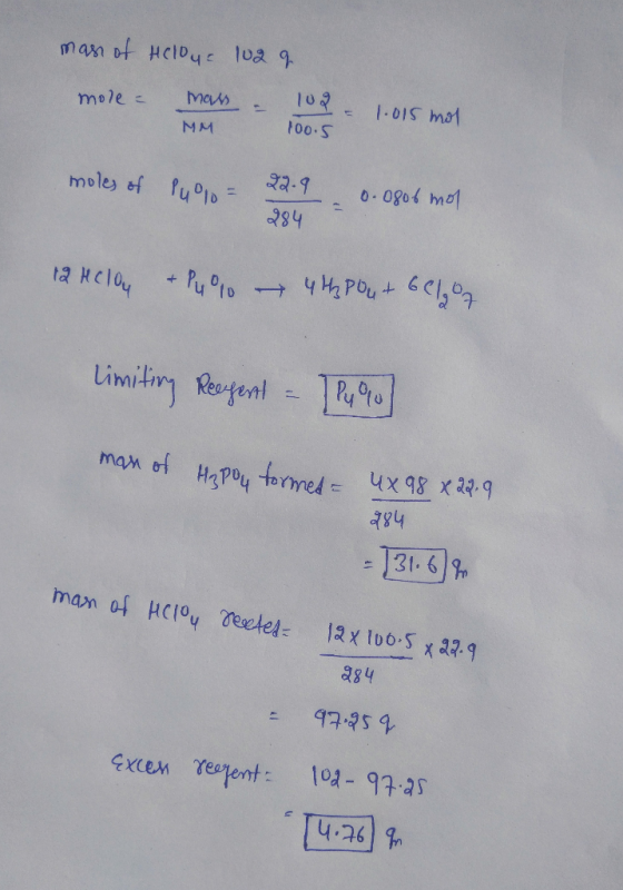 mass of Helou 102 q. mole = mos 102 I = 100.5 1.015 mol ММ more - massa - 10.3 1.015 mot moles of Pulo = 22.9 0.0806 mol 12 H