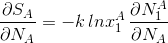 \frac{\partial S_A}{\partial N_A}=-k \, lnx_1^A\,\frac{\partial N_1^{A}}{\partial N_A}