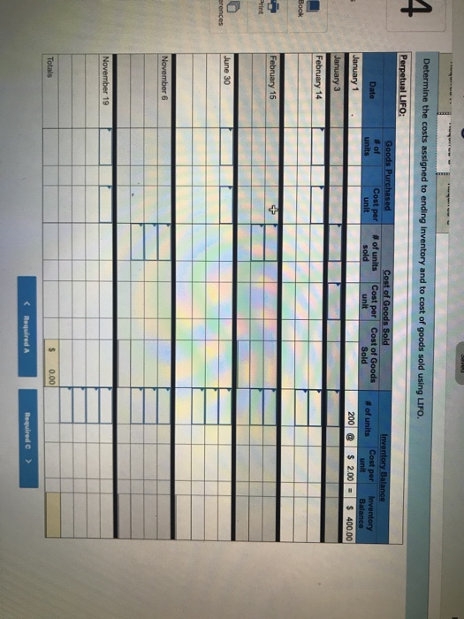 Determine the costs assigned to ending Inventory and to cost of goods sold using LIFO. Perpetual LIFO: Date Goods Purchased C