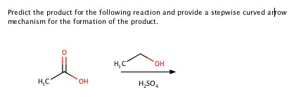 Predict the product for the following reaction and provide a stepwise curved arrow mechanism for the formation of the product