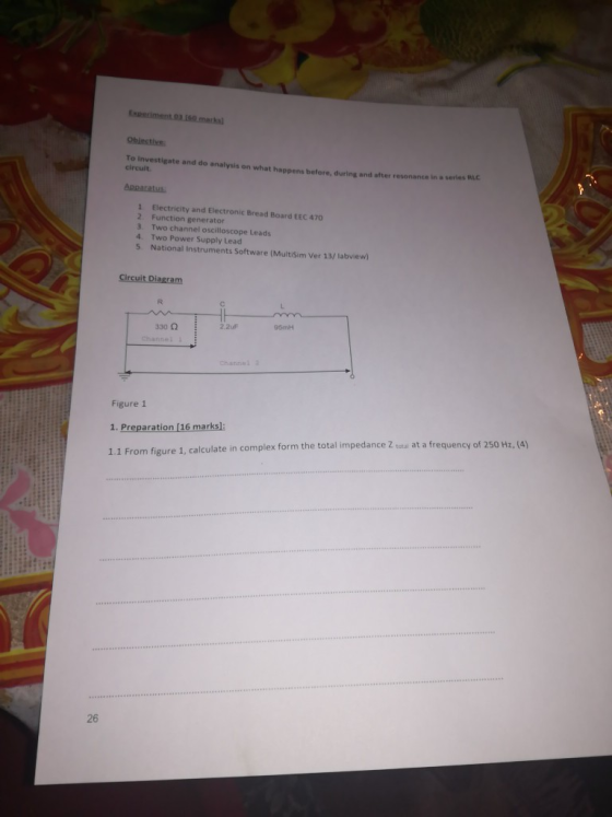 Obiective To investigate and do analysis on what happens before, during and after resonance in a series circuit Apparatus 1 E