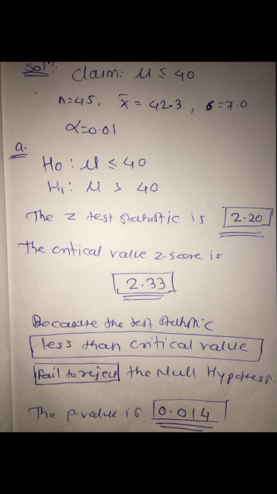 The z test Gheic is 2.20 2.33( Pho P.yekide i 0 14 e (p.veu
