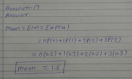 0 (o.2) t l(o3) + 2 (0.2)+ 3(0.3 .6 mean .