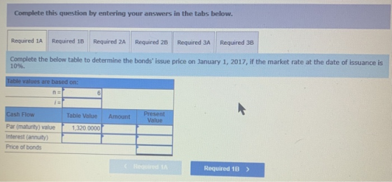 Complete this question by entering your answers in the tabs below. Required 1A Required 1B Required 2A Required 2B Required 3