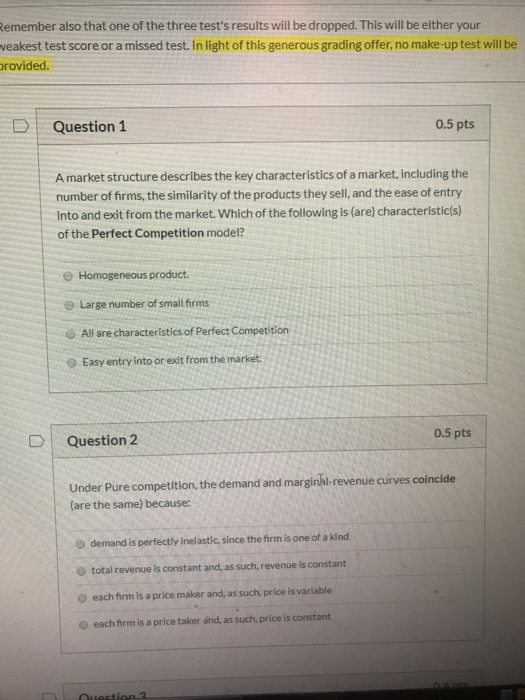 temember also that one of the three tests results will be dropped. This will be either your veakest test score or a missed t