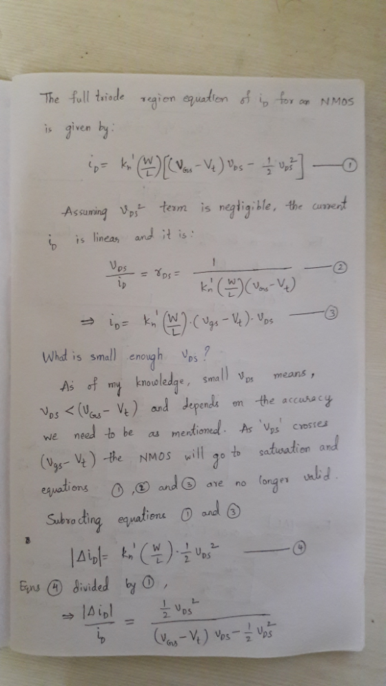 The full triode region equation of is for an NEMOS is given by: - km) [Co. - VW - 4wt] -0 Assuming vos term is negligible, th