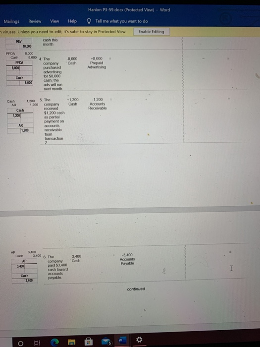 Hanlon P3.59.docx (Protected View) - Word Mailings Review View Help Tell me what you want to do viruses. Unless you need to e