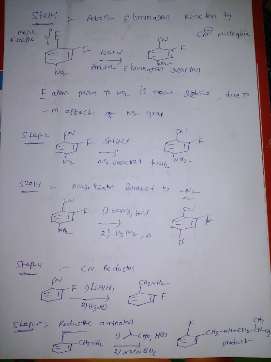 Stept Reacbn s iminasen Addd Nucleqhi mone Rlacffe CN Nacw TNO Adan Eimntan eacfan No F alam Lobrle due to -M eftec N2 grap F