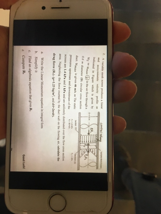 2. A variable mesh screen produces a linear control volg and axisymmetrie velocity profile as indicated in Figure which is gi
