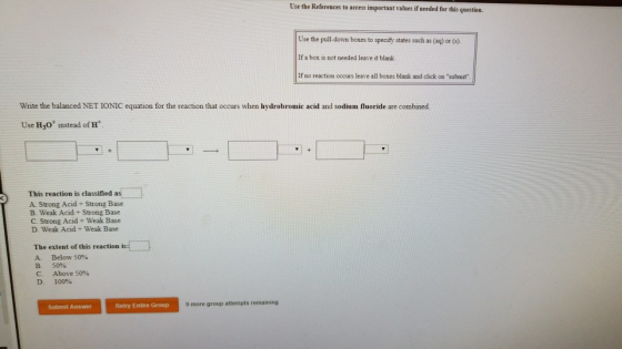Use the Refereaces to access important values if needed for this question. Use the pull down boxes to specify states such as