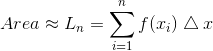 Area In Σf(x;) Δη i=1