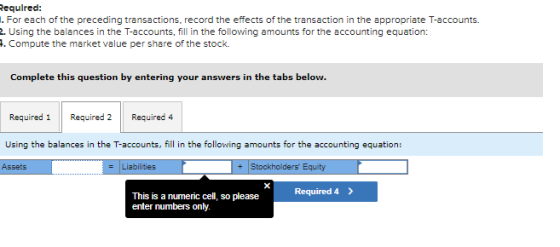 Required: . For each of the preceding transactions, record the effects of the transaction in the appropriate T-accounts. 2. U