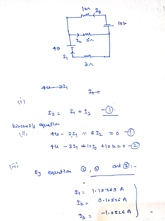 lol 2 sa 3. 44 31 I li Iz = It Is -0 Kirchofls equation the - 3 4 e 5 Iz =0 4 – 384 +10 Ig to U20 and ② 9, @ By eauition Biz