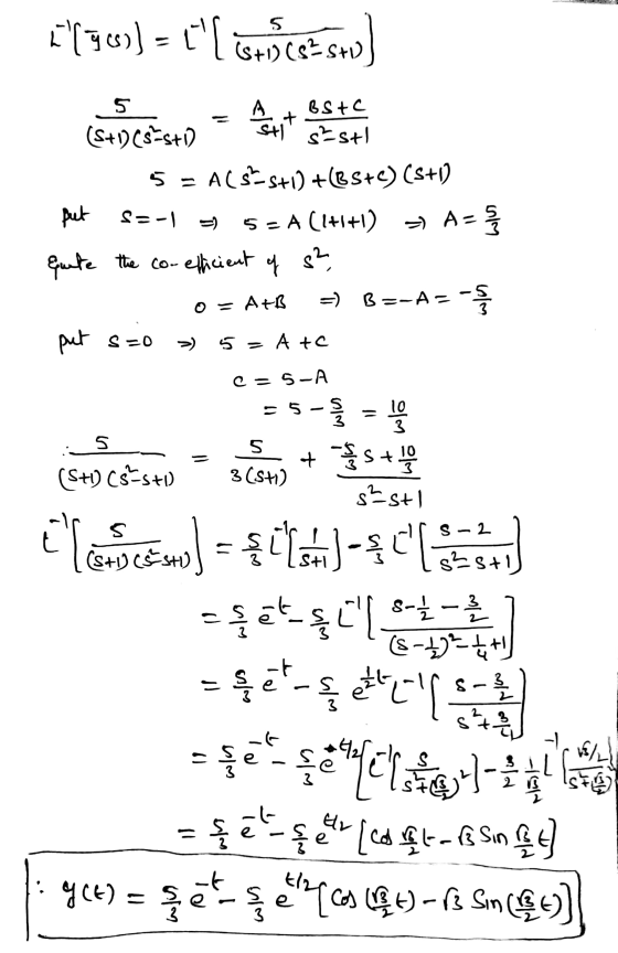 S (S+1) Cs=s S C = ㅋ A CStc + (S+1) (5 st) stl s²sti 5 ACS st) + BS+) CS+1) put 5 - A Cl+I+I) quite the co-efficient of s² =)