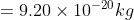 =9.20\times 10^{-20} kg