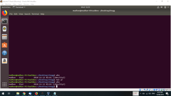 ubuntu17 (fresh) [Running]- Oracle VM VirtualBox File Machine View Input Devices Help Terminal Activities Wed 16:35 madhav@ma