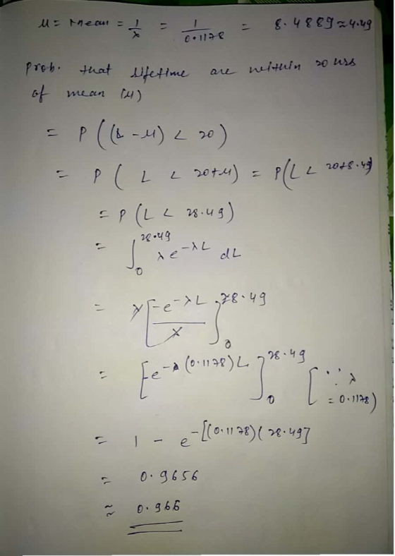 1 01122 PTOb. that ufetime neituin Ym O of mean CAI) P (-4) L20 (oc 7 (r-1)) P( L L Stor 22.49 dL ->L 784g Fe - 0-12) 0.4656