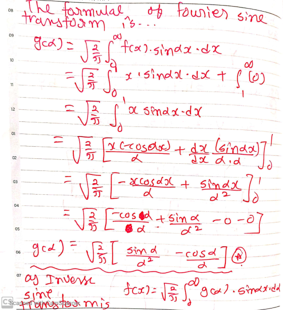 transform is.. ada simo the formulal of fouries sine * god)- E pafcars.sinde ox S xisindal.dx + 50) Jos a smalle-dix J y coso