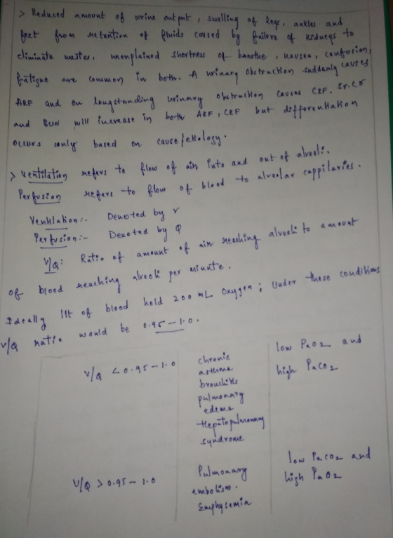 of > Reduced amount urine out put , swelling of legs, ankles feet from retention of fluids caused by failure of kidneys to an