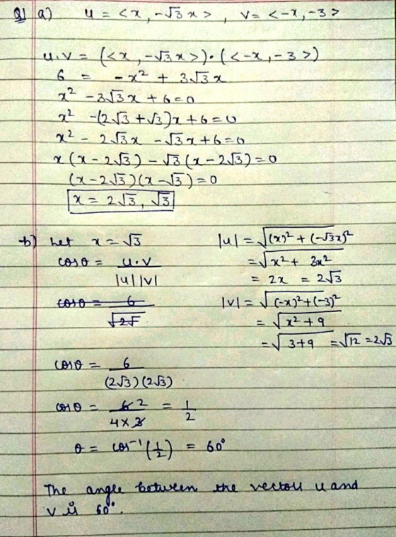 31 a2 u =(2, -53 x >, Vo <-1,-37 evaka, Vox>). (1-2,-3>) 6 = -22 £ 334 2 - 3132 +6=0 22 -6213 +13)2 +6=0 22-232 -39+6=0 aa-23