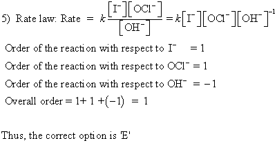 [1][ocr] 5) Rate law. Rate = k [OH-T-k[i]Loa]OHT? Order of the reaction with respect to I = 1 Order of the reaction with re