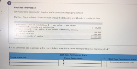 Required information (The following information applies to the questions displayed below 4 Raphael Corporations balance shee