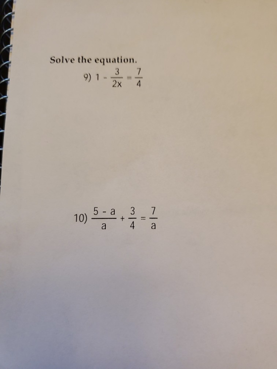 Solve the equation. 3 7 9) 1 2 3 = 1 + Alw